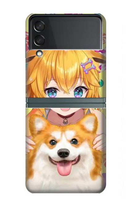 S3918 Baby Corgi Dog Corgi Girl Candy Case For Samsung Galaxy Z Flip 3 5G