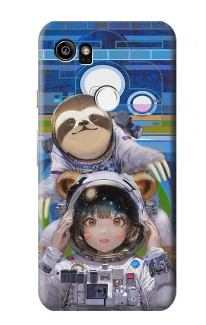 S3915 Raccoon Girl Baby Sloth Astronaut Suit Case For Google Pixel 2 XL