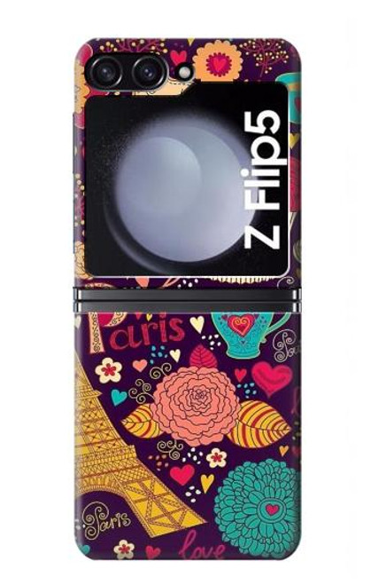 S2353 Paris Cartoon Vintage Pattern Case For Samsung Galaxy Z Flip 5