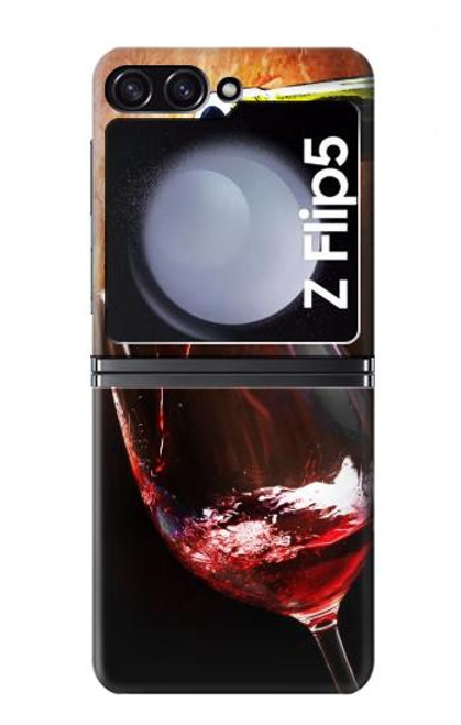S2396 Red Wine Bottle And Glass Case For Samsung Galaxy Z Flip 5