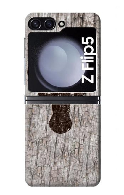 S2505 Reindeer Head Old Wood Texture Graphic Case For Samsung Galaxy Z Flip 5