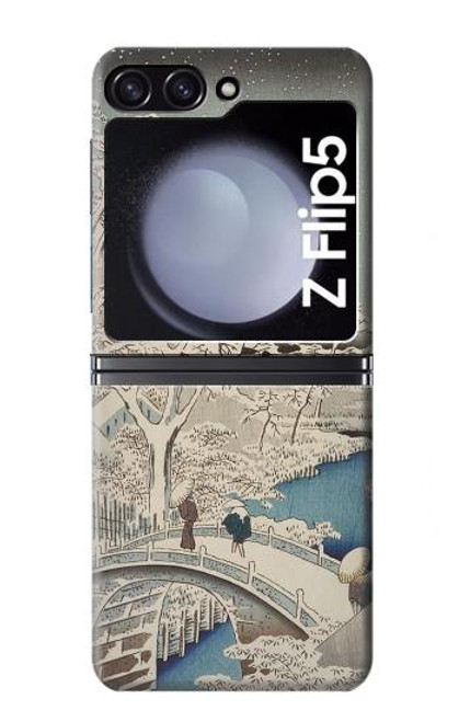 S3350 Utagawa Hiroshige Drum Bridge Yuhi Hill in Meguro Case For Samsung Galaxy Z Flip 5