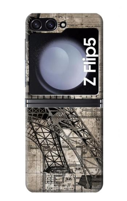 S3416 Eiffel Tower Blueprint Case For Samsung Galaxy Z Flip 5