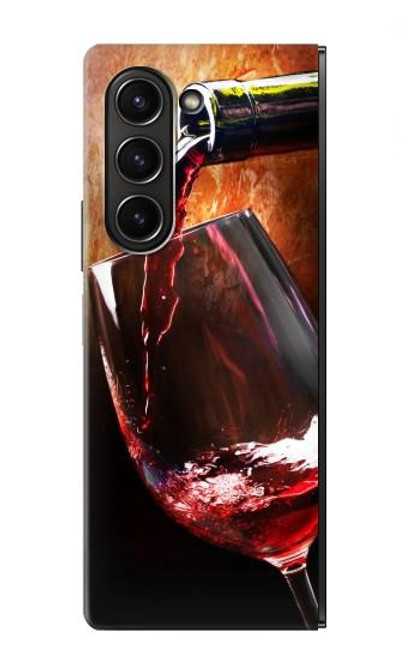 S2396 Red Wine Bottle And Glass Case For Samsung Galaxy Z Fold 5