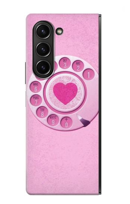 S2847 Pink Retro Rotary Phone Case For Samsung Galaxy Z Fold 5