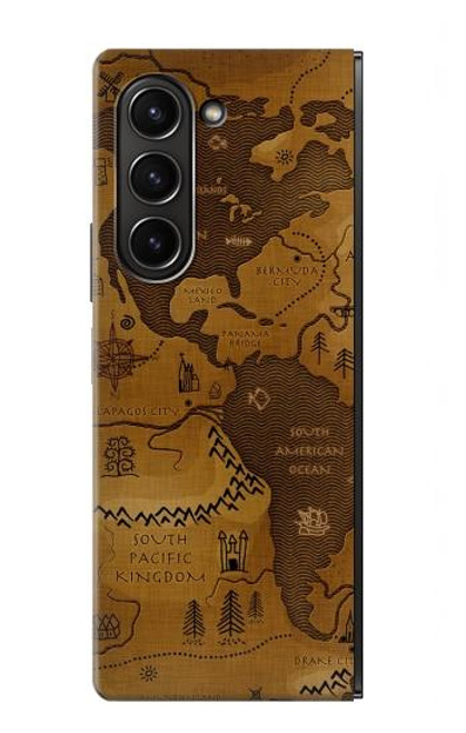 S2861 Antique World Map Case For Samsung Galaxy Z Fold 5