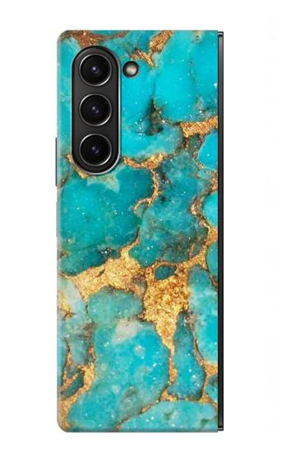 S2906 Aqua Turquoise Stone Case For Samsung Galaxy Z Fold 5