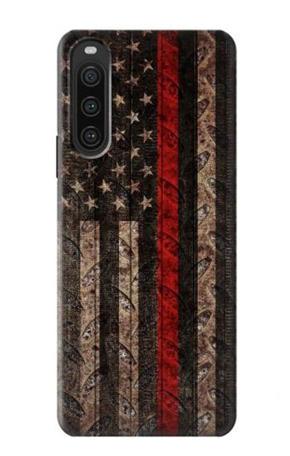 S3804 Fire Fighter Metal Red Line Flag Graphic Case For Sony Xperia 10 V