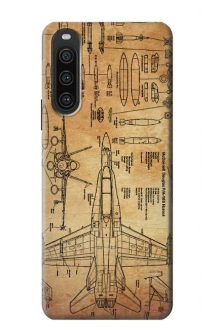 S3868 Aircraft Blueprint Old Paper Case For Sony Xperia 10 V