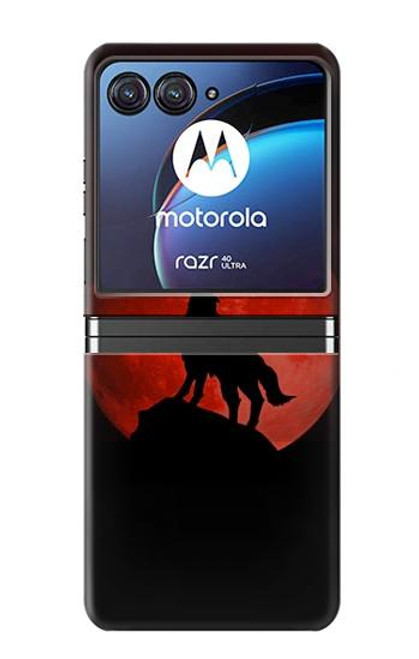 S2955 Wolf Howling Red Moon Case For Motorola Razr 40 Ultra