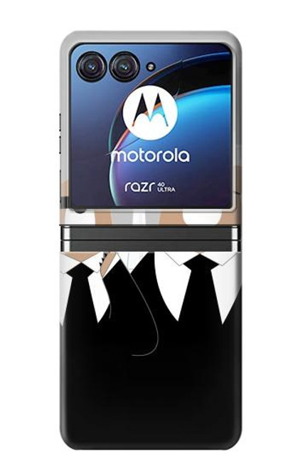 S3557 Bear in Black Suit Case For Motorola Razr 40 Ultra