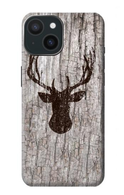 S2505 Reindeer Head Old Wood Texture Graphic Case For iPhone 15