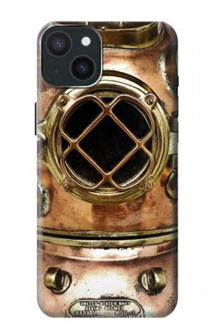 S2412 Vintage Deep Sea Diving Helmet Case For iPhone 15 Plus