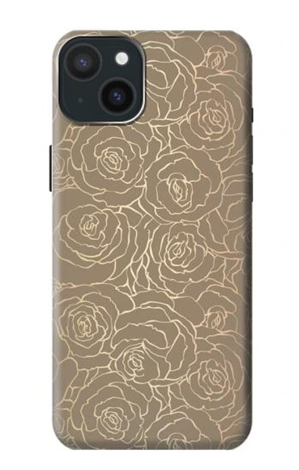 S3466 Gold Rose Pattern Case For iPhone 15 Plus