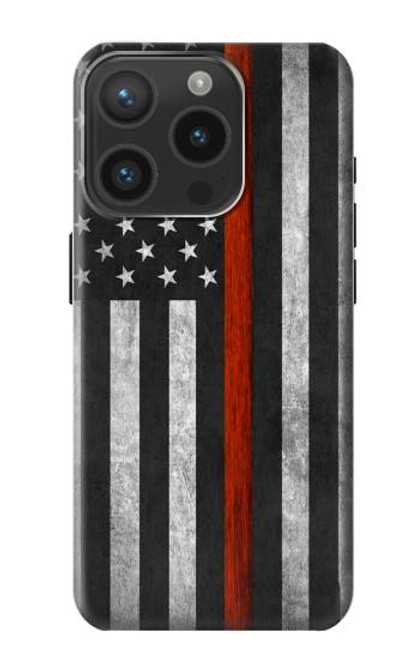 S3472 Firefighter Thin Red Line Flag Case For iPhone 15 Pro