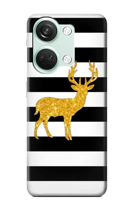 S2794 Black and White Striped Deer Gold Sparkles Case For OnePlus Nord 3