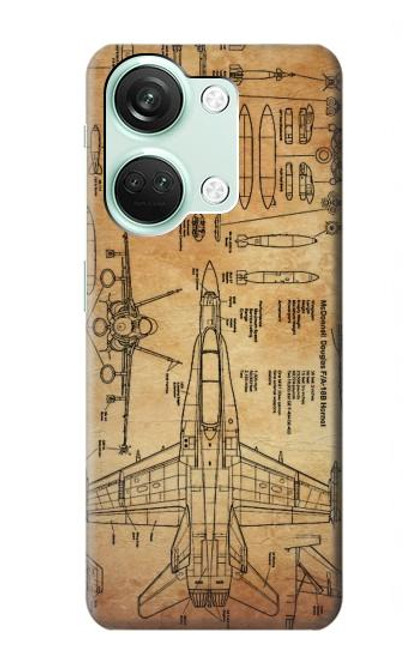 S3868 Aircraft Blueprint Old Paper Case For OnePlus Nord 3