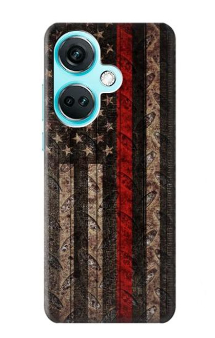 S3804 Fire Fighter Metal Red Line Flag Graphic Case For OnePlus Nord CE3