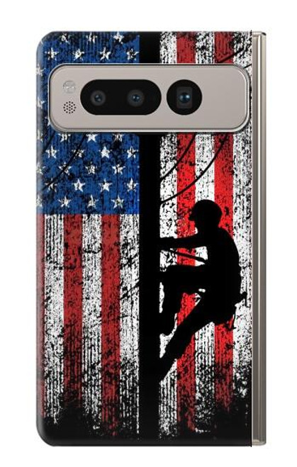 S3803 Electrician Lineman American Flag Case For Google Pixel Fold