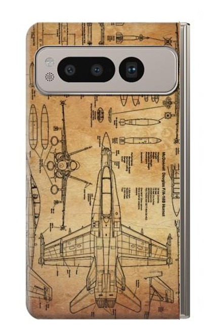S3868 Aircraft Blueprint Old Paper Case For Google Pixel Fold