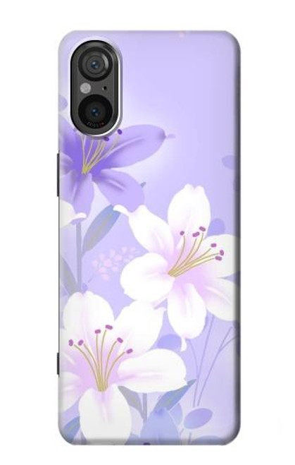 S2361 Purple White Flowers Case For Sony Xperia 5 V