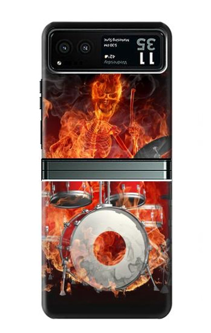 S1431 Skull Drum Fire Rock Case For Motorola Razr 40