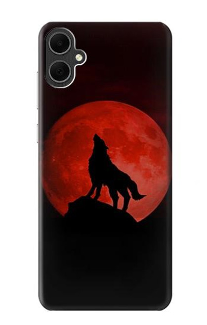 S2955 Wolf Howling Red Moon Case For Samsung Galaxy A05