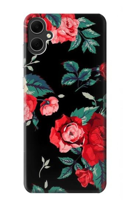 S3112 Rose Floral Pattern Black Case For Samsung Galaxy A05