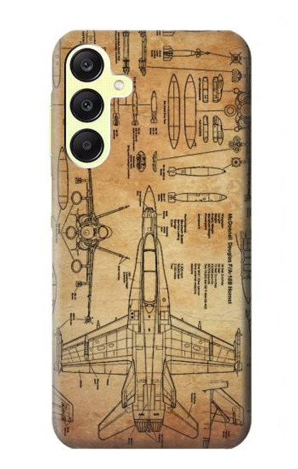S3868 Aircraft Blueprint Old Paper Case For Samsung Galaxy A25 5G