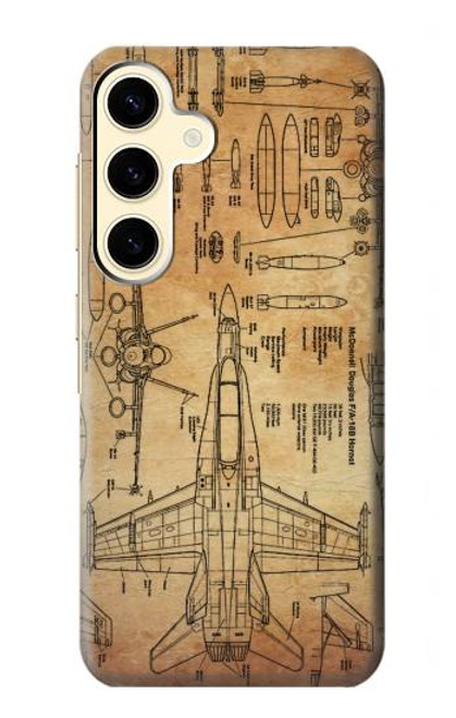 S3868 Aircraft Blueprint Old Paper Case For Samsung Galaxy S24