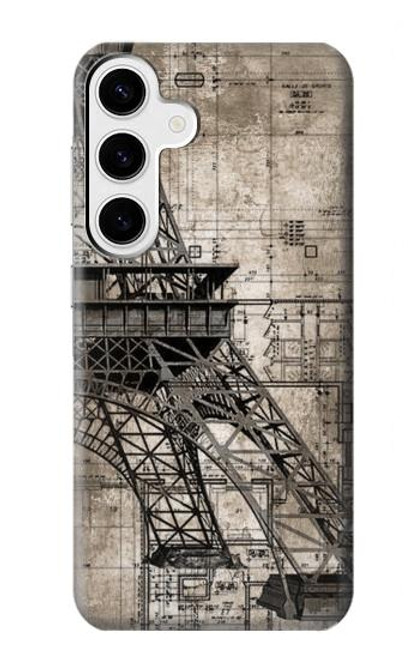 S3416 Eiffel Tower Blueprint Case For Samsung Galaxy S24 Plus