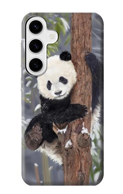 S3793 Cute Baby Panda Snow Painting Case For Samsung Galaxy S24 Plus