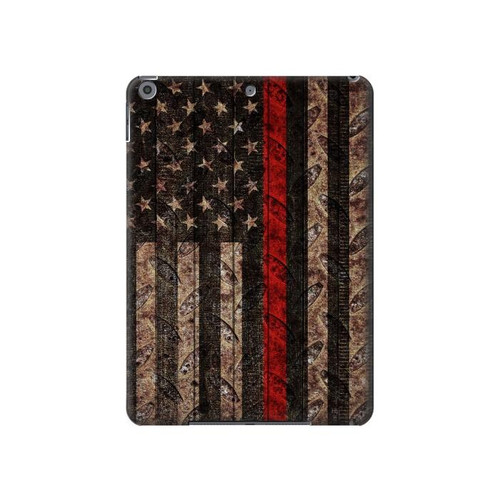 S3804 Fire Fighter Metal Red Line Flag Graphic Hard Case For iPad 10.2 (2021,2020,2019), iPad 9 8 7