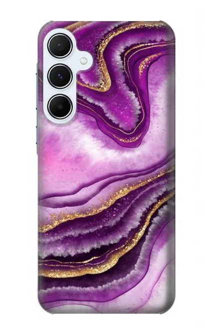 S3896 Purple Marble Gold Streaks Case For Samsung Galaxy A55 5G