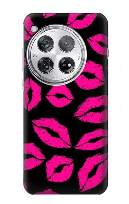 S2933 Pink Lips Kisses on Black Case For OnePlus 12