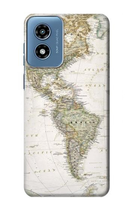 S0604 World Map Case For Motorola Moto G Play 4G (2024)