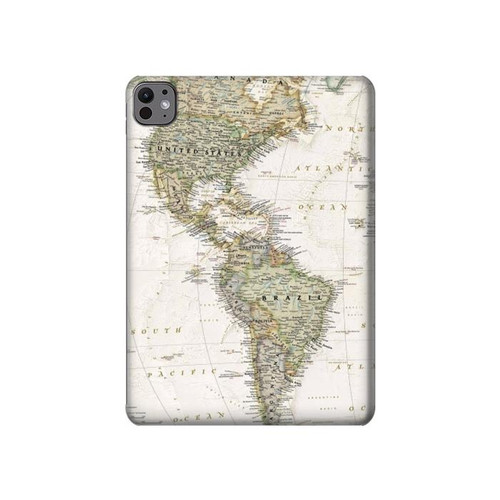 S0604 World Map Hard Case For iPad Pro 11 (2024,2025)