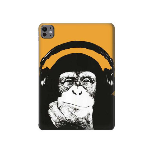 S2324 Funny Monkey with Headphone Pop Music Hard Case For iPad Pro 11 (2024,2025)