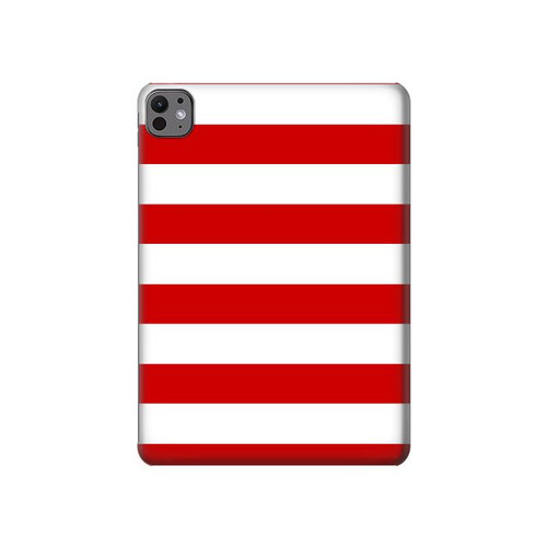 S2364 Red and White Striped Hard Case For iPad Pro 11 (2024,2025)