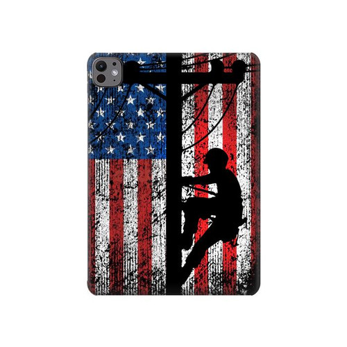 S3803 Electrician Lineman American Flag Hard Case For iPad Pro 11 (2024)