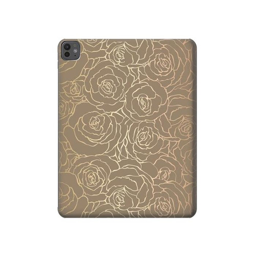 S3466 Gold Rose Pattern Hard Case For iPad Pro 13 (2024,2025), Air 13 2026