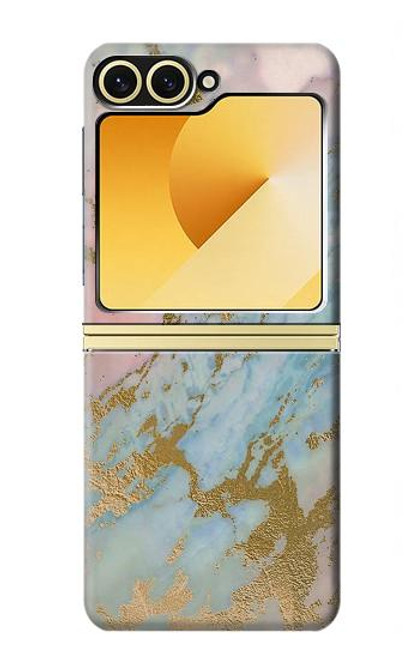 S3717 Rose Gold Blue Pastel Marble Graphic Printed Case For Samsung Galaxy Z Flip 6