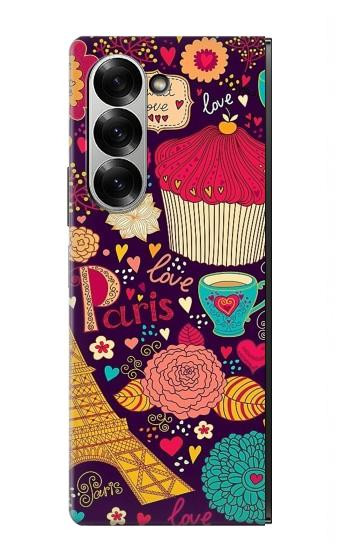 S2353 Paris Cartoon Vintage Pattern Case For Samsung Galaxy Z Fold 6