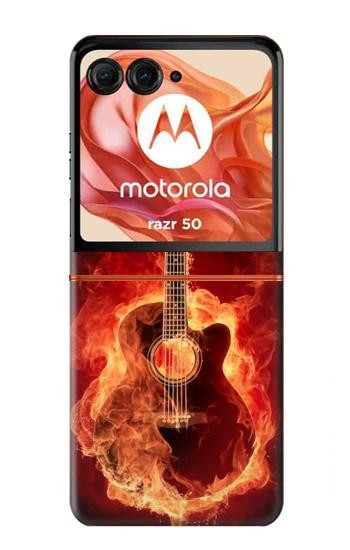 S0415 Fire Guitar Burn Case For Motorola Razr 70,60,50, Razr (2026, 2025, 2024)