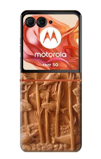S1307 Fish Wood Carving Graphic Printed Case For Motorola Razr 70,60,50, Razr (2026, 2025, 2024)