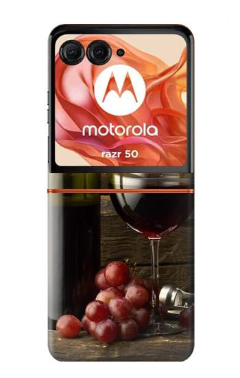 S1316 Grapes Bottle and Glass of Red Wine Case For Motorola Razr 70,60,50, Razr (2026, 2025, 2024)