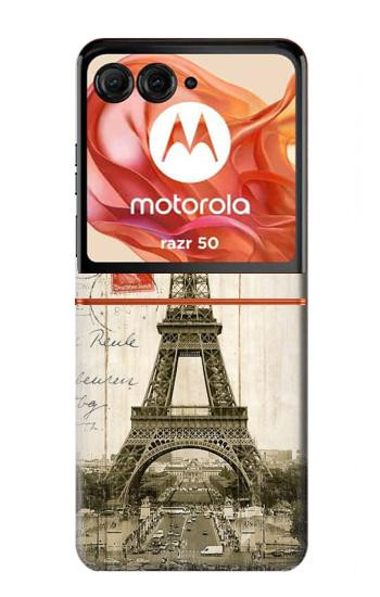 S2108 Eiffel Tower Paris Postcard Case For Motorola Razr 70,60,50, Razr (2026, 2025, 2024)