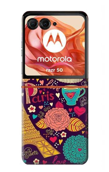 S2353 Paris Cartoon Vintage Pattern Case For Motorola Razr 70,60,50, Razr (2026, 2025, 2024)