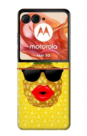 S2443 Funny Pineapple Sunglasses Kiss Case For Motorola Razr 70,60,50, Razr (2026, 2025, 2024)