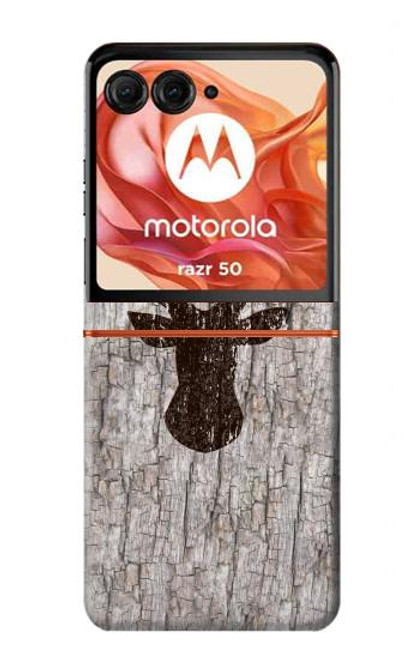 S2505 Reindeer Head Old Wood Texture Graphic Case For Motorola Razr 50